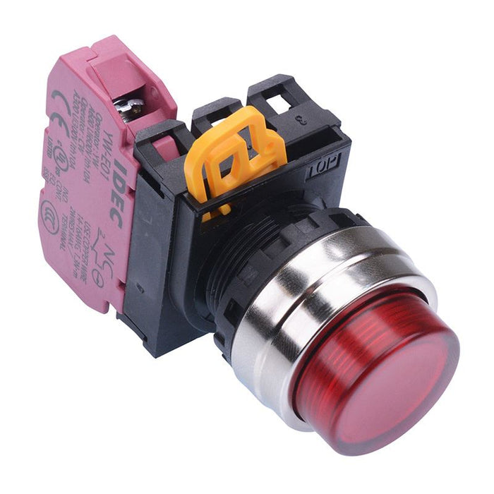 IDEC Red 22mm Metal Bezel Maintained Push Button Switch NC IP65 YW4L-A2E01Q0R