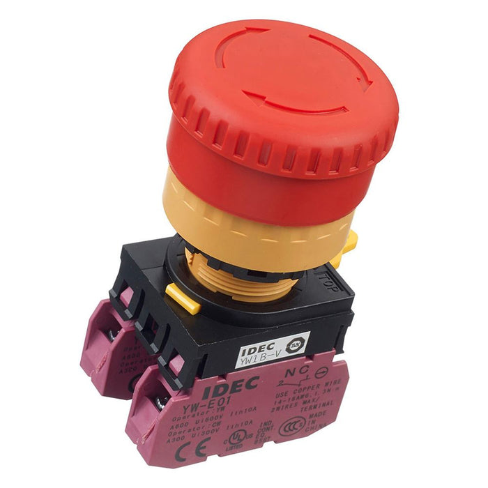 IDEC 22mm Emergency Stop Switch 2NC YW1B-V4E02R