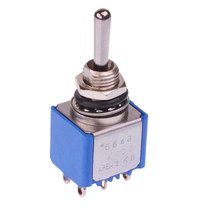 5648AB13X408 APEM On-Off-(On) Momentary 6.35mm Miniature Toggle Switch DPDT 4A 30VDC