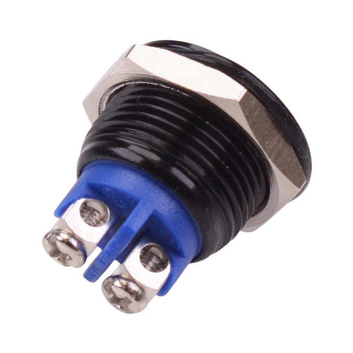 Black Off-(On) Momentary 16mm Push Button Switch SPST Screw
