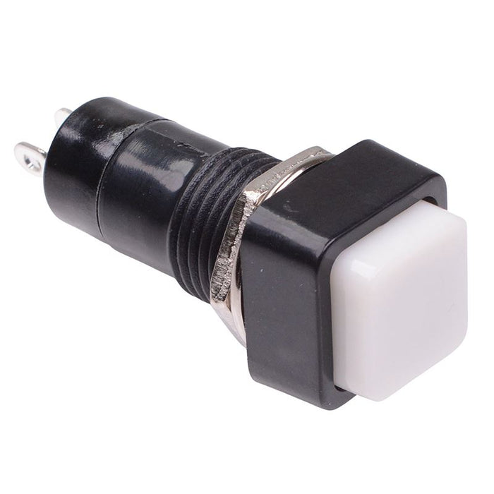 White Off-(On) Momentary Square Push Button Switch 12mm SPST
