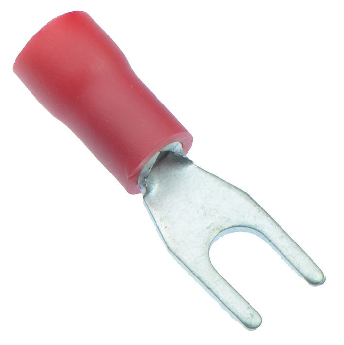 Red 3.7mm Insulated Crimp Fork Terminal (Pack of 100)