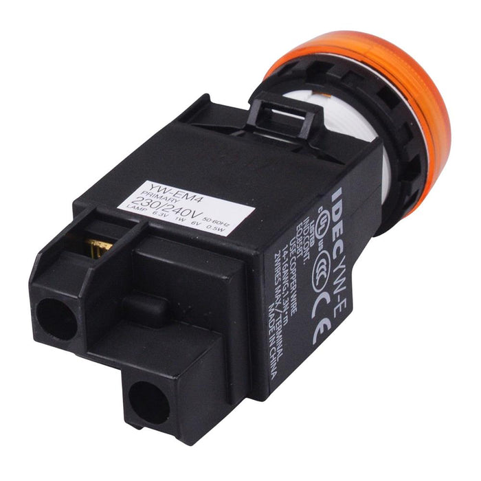 YW1P-1EM42A Amber 230V LED Panel Mount Pilot Light Transformer IDEC
