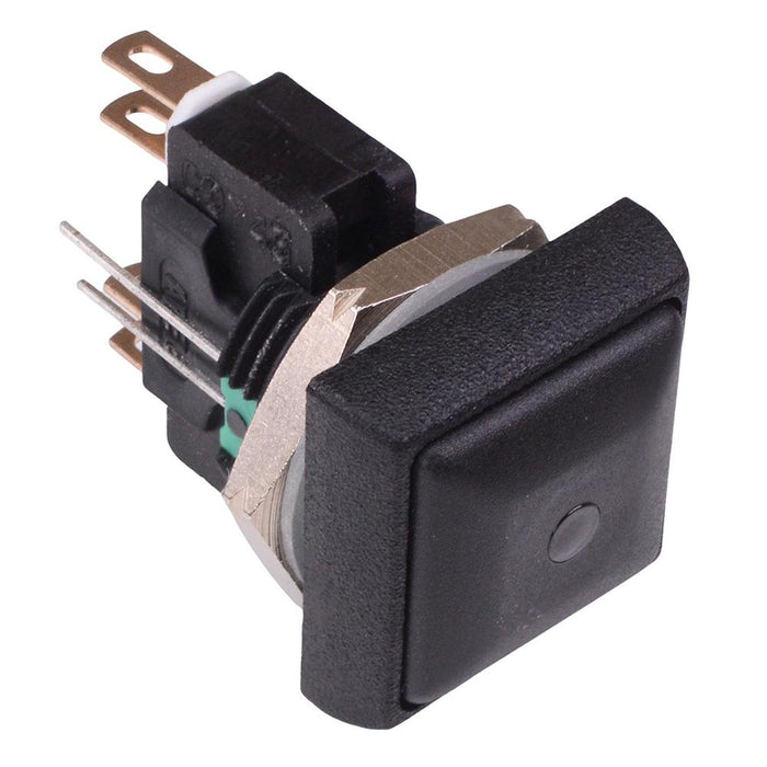 IRC8Z222L0G APEM Green LED Black Button Square 16mm Momentary Push Button Switch DPDT 5A IP67