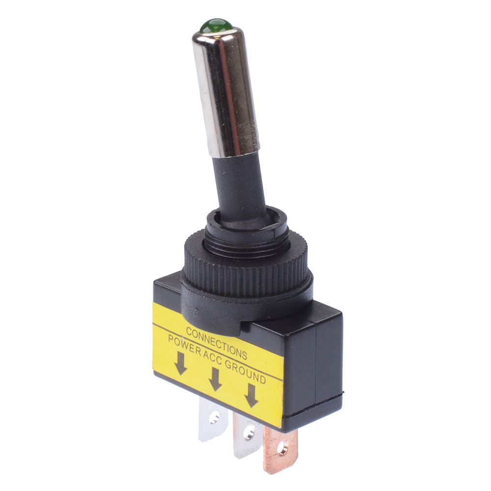 Green LED On-Off Toggle Switch SPST 20A 12V — Maplin Pro | Your One ...