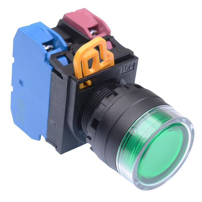 IDEC Green 24V illuminated 22mm Maintained Shrouded Push Button Switch 1NO-1NC IP65 YW1L-AF2E11Q4G