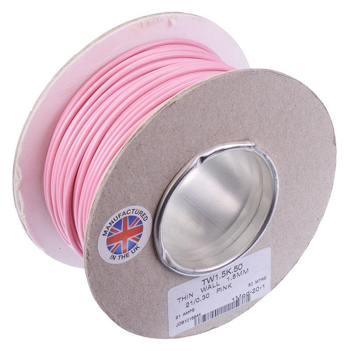 Pink 1.5mm² Thin Wall Cable 21/0.3mm 50M