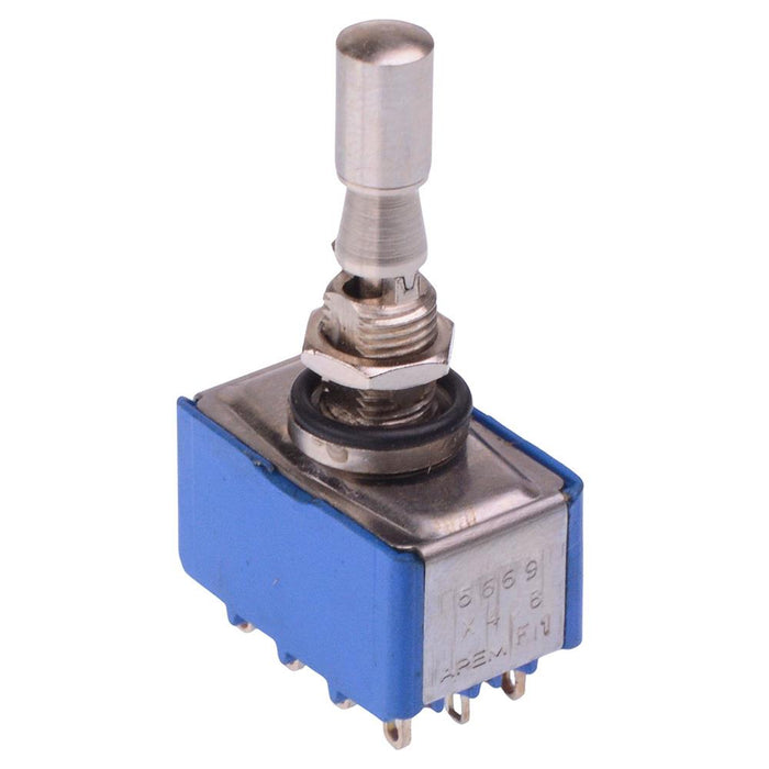 5669A3VX408 APEM On-Off-On Locking 6.35mm Miniature Toggle Switch 4PDT 4A 30VDC