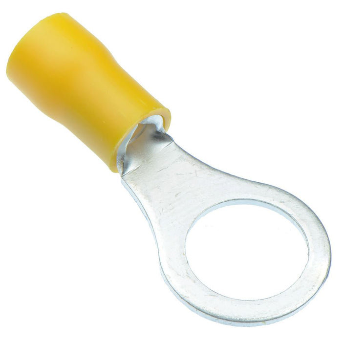 Yellow 10.5mm Insulated Crimp Ring Terminal (Pack of 100)
