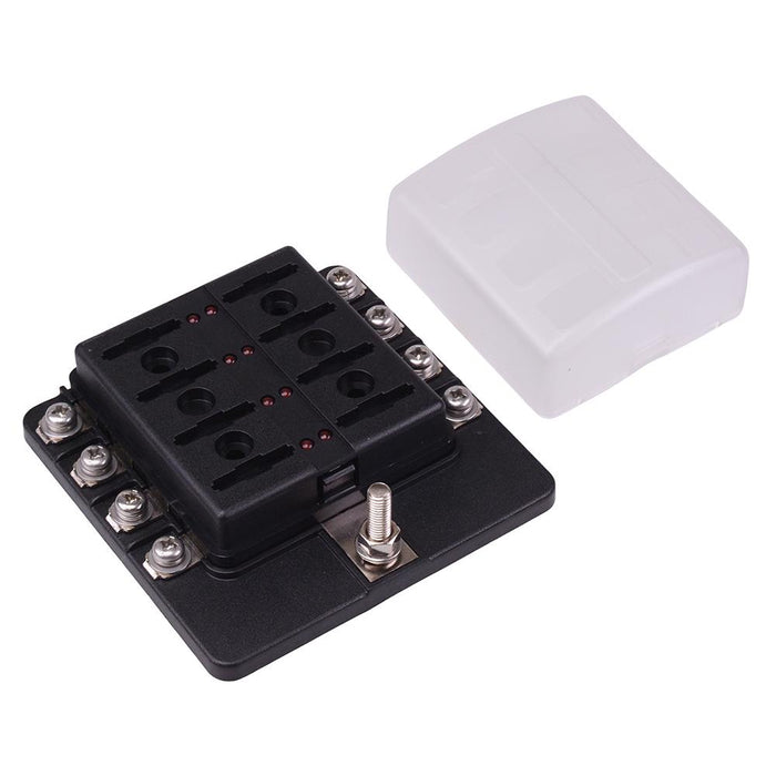 8 Way Standard Blade Fuse Box with LED Indication M4 Screws 100A 32VDC