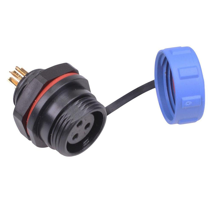 3 Pin Waterproof W13 Female Socket Panel Mount Connector IP68
