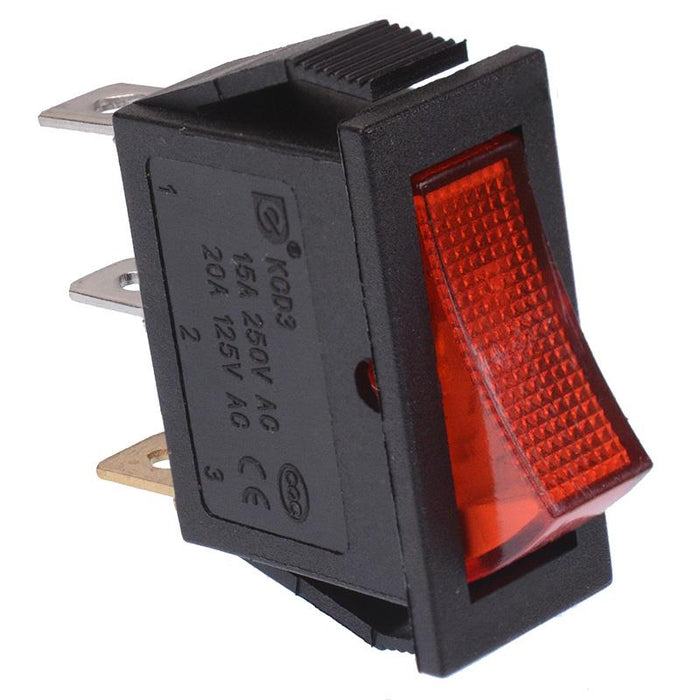 Red On-Off Rectangle Rocker Switch 230V 15A
