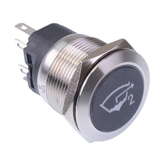 Bilge Pump 2' White LED Latching 22mm Vandal Push Button Switch SPDT 12V