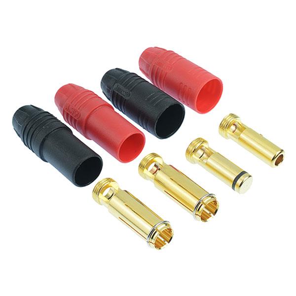 Male + Female AS150 Gold Bullet Connectors Red / Black Amass