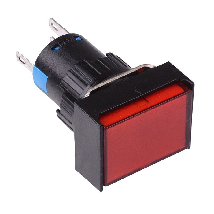 Red Rectangle Momentary 16mm Push Button Switch NO/NC 230V