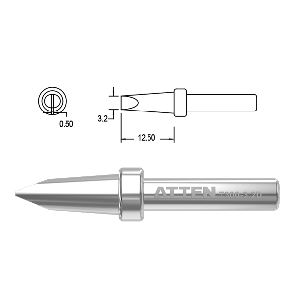 T300-3.2D 3.2mm Chisel Soldering Iron Tip ATTEN