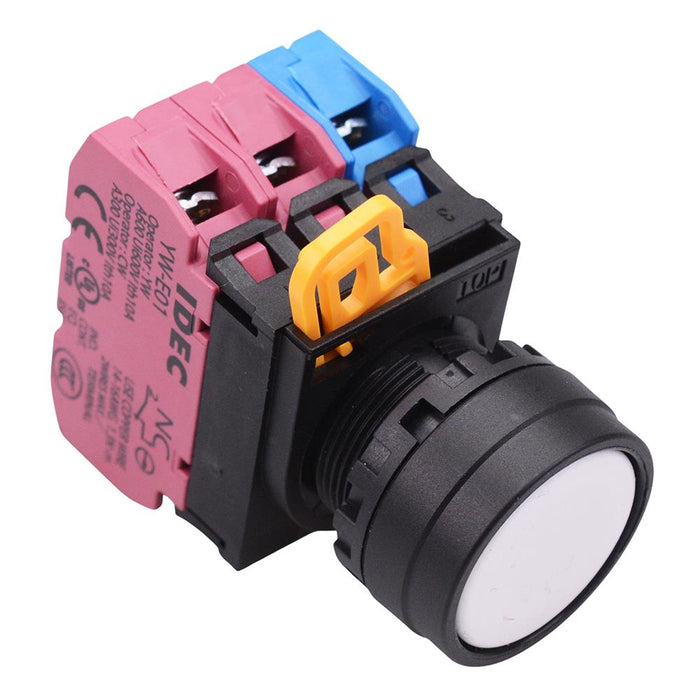 YW1B-A1E12W White 22mm Maintained Push Button Switch 1NO-2NC IP65 IDEC