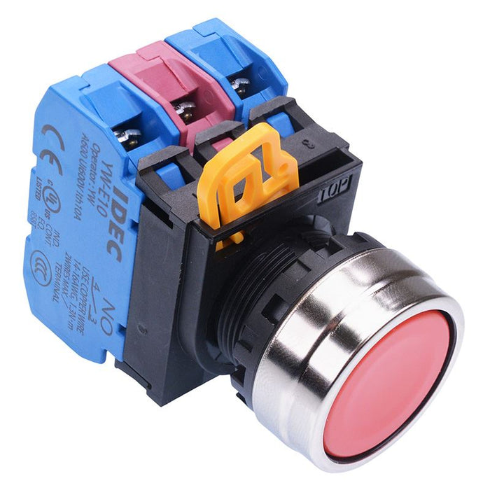 IDEC Red 22mm Metal Bezel Maintained Push Button Switch 2NO-1NC IP65 YW4B-A1E21R