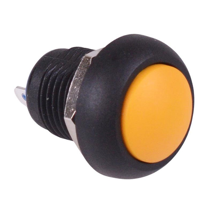 Yellow On-Off Latching 12mm Waterproof Push Button Switch IP65 SPST