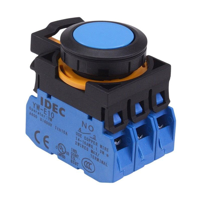 IDEC CW Series Blue Maintained Flush Push Button Switch 3NO IP65