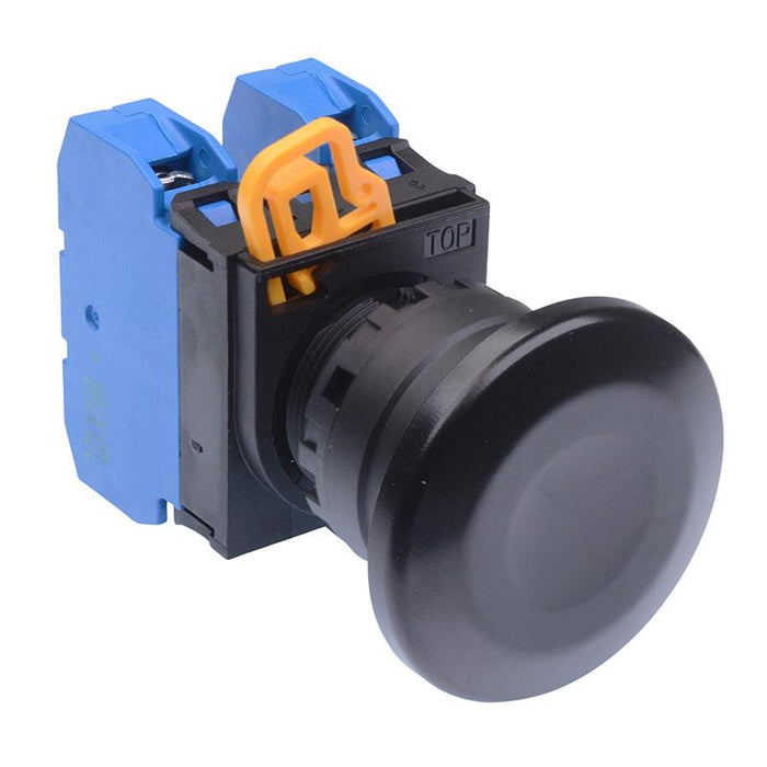 IDEC Black 22mm Mushroom Momentary Push Button Switch 2NO IP65 YW1B-M4E20B