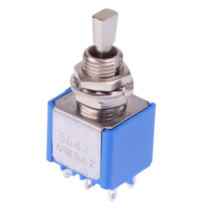 5649A-12 APEM On-Off-On 6.35mm Miniature Toggle Switch DPDT 4A 30VDC