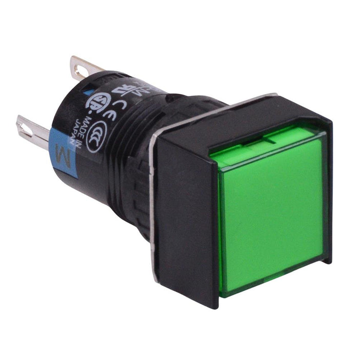 AL6Q-M14G Green 16mm 24V Momentary Square illuminated Push Button Switch SPDT