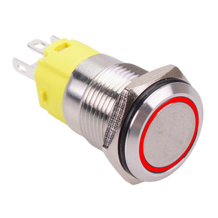 Red LED On-(On) Momentary 16mm Vandal Resistant Push Button Switch SPDT