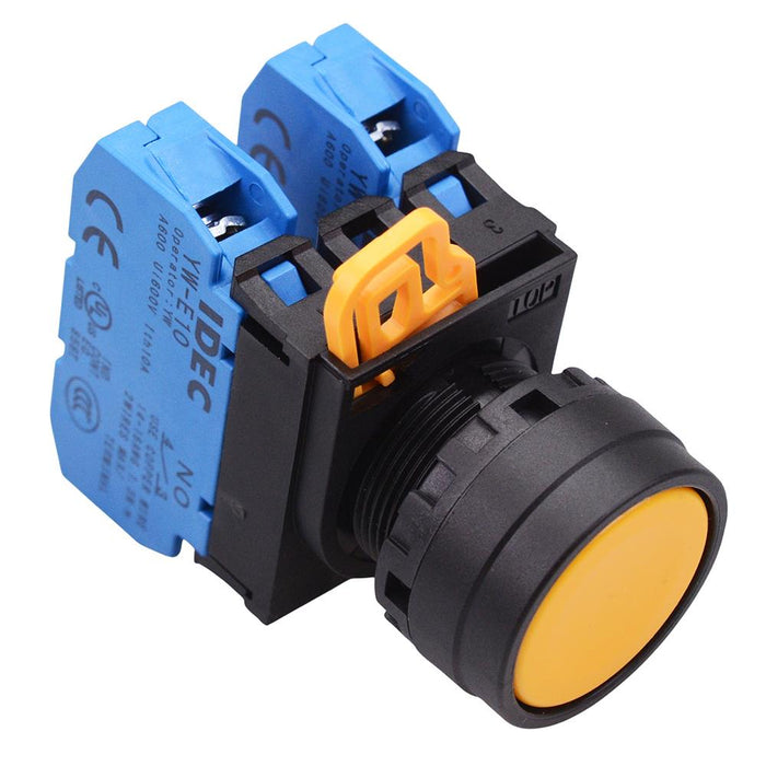 YW1B-A1E20Y Yellow 22mm Maintained Push Button Switch 2NO IP65 IDEC