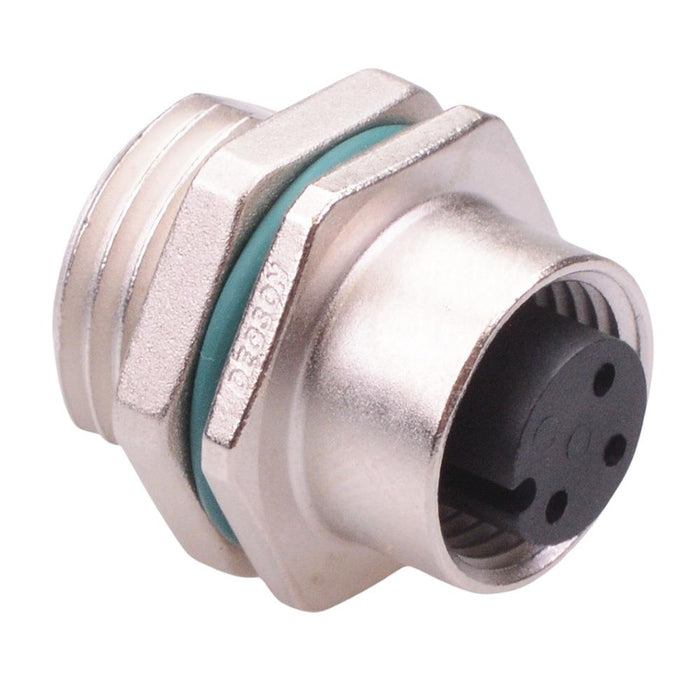 3 Way M12 Female Front Mounting Receptacle Circular Connector IP68 4A 250V