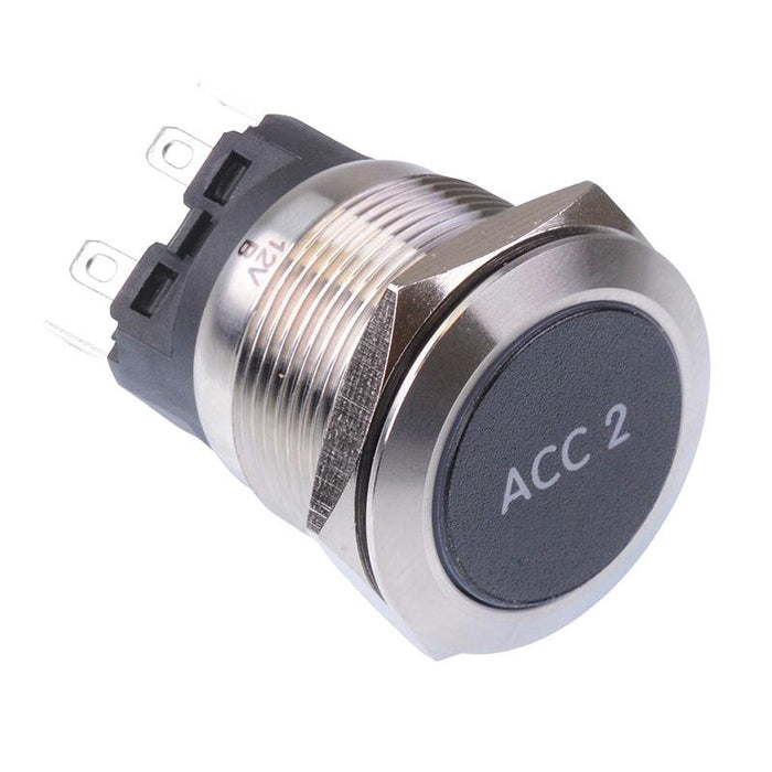 Accessory 2' White LED Latching 22mm Vandal Push Button Switch SPDT 12V