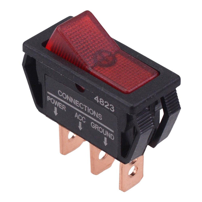 Red 12V illuminated On-Off Rectangle Rocker Switch SPST 20A R13-249B-01