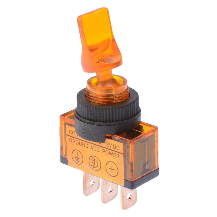 Amber 12V illuminated On-Off Toggle Switch SPST 20A