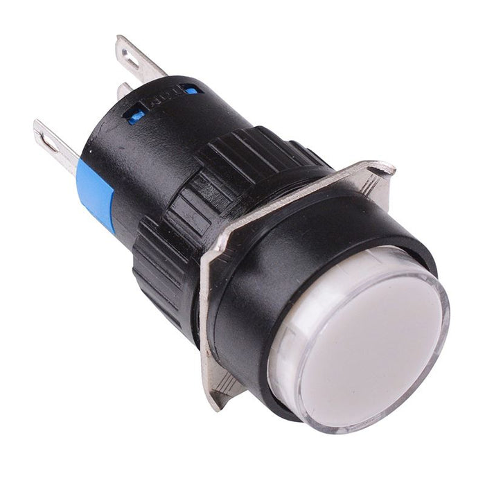 White Round Momentary 16mm Push Button Switch NO/NC 12V