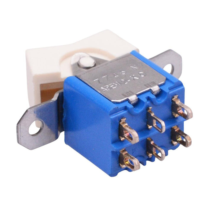 7746NA Ivory On-On Panel Mount Rocker Switch DPDT 4A 30VDC