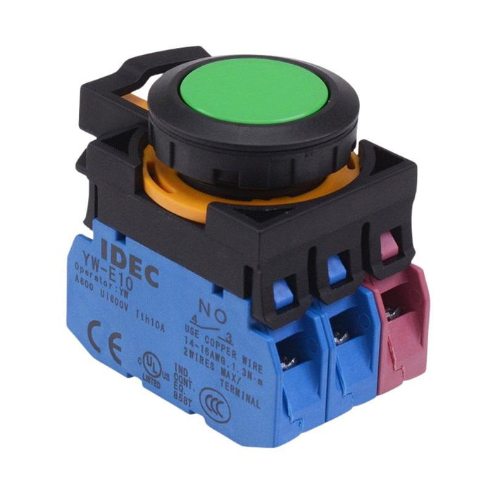 IDEC CW Series Green Maintained Flush Push Button Switch 2NO-1NC IP65