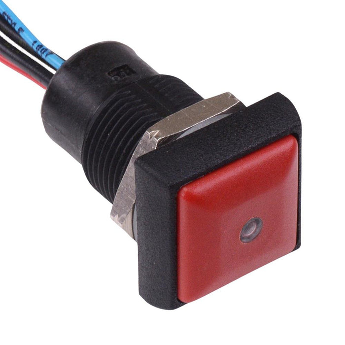 IRC3F462L0S APEM Red LED Red Button Square 16mm Momentary NO Push Button Switch Prewired IP67