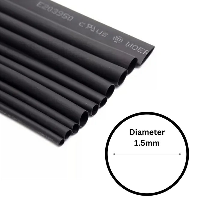 1.5mm x 1.2m Black Heat Shrink Sleeve