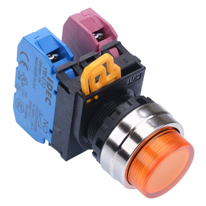 IDEC Amber 22mm Metal Bezel Maintained Push Button Switch 1NO-1NC IP65 YW4L-A2E11Q0A