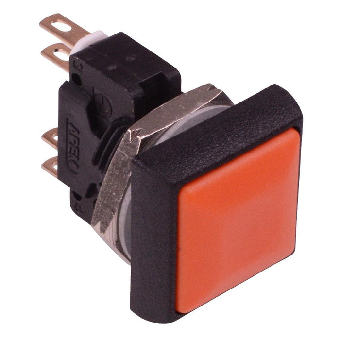 IRC8Z292 APEM Orange Square 16mm Momentary Push Button Switch DPDT 5A IP67