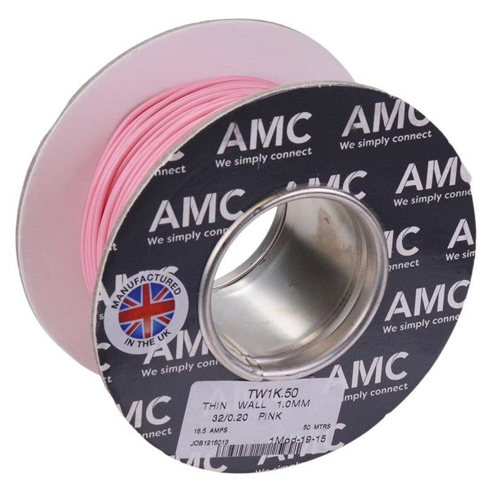 Pink 1mm² Thin Wall Cable 32/0.2mm 50M