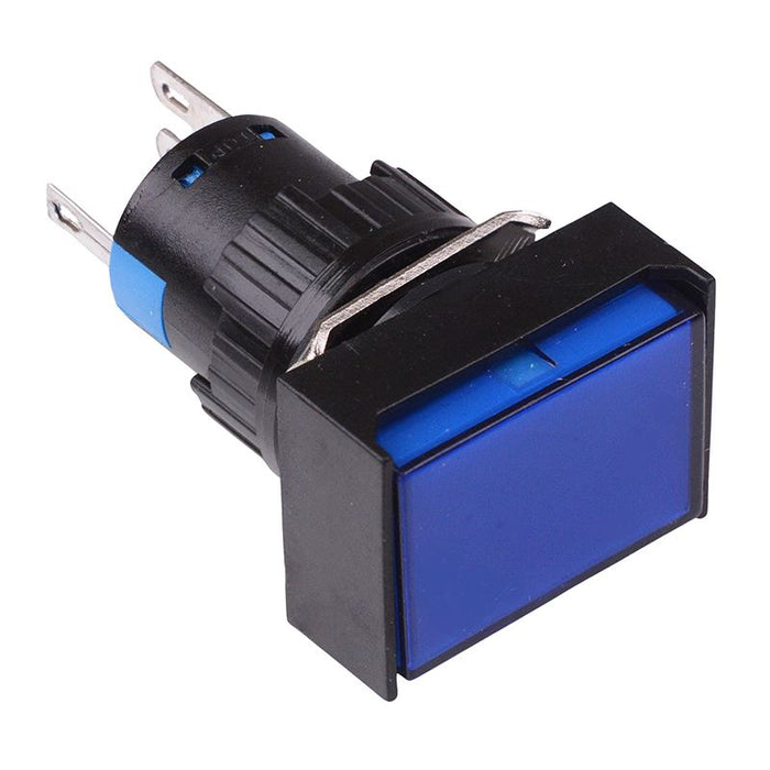 Blue Rectangle Momentary 16mm Push Button Switch NO/NC 230V
