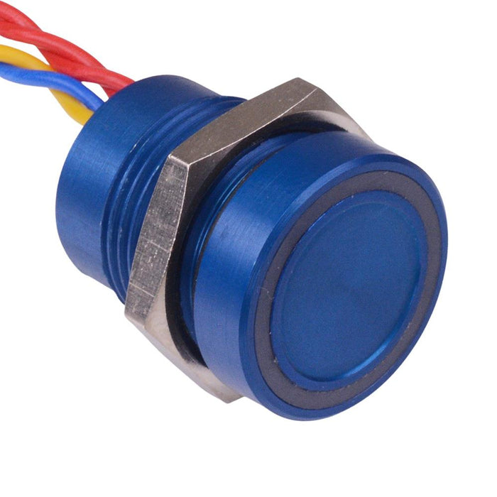PBAR1AF1000A0B APEM Blue illuminated 5VDC Momentary NO 16mm Piezo Switch Prewired IP68