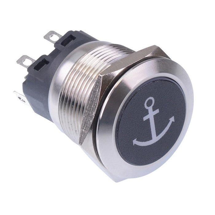 Anchor' Blue LED Momentary 22mm Vandal Push Button Switch SPDT 12V