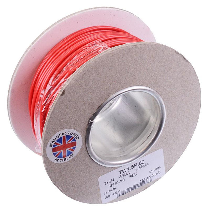 Red 1.5mm² Thin Wall Cable 21/0.3mm 50M
