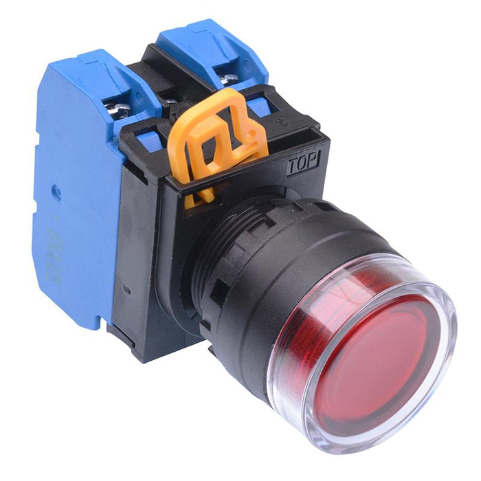 IDEC Red 24V illuminated 22mm Momentary Shrouded Push Button Switch 2NO IP65 YW1L-MF2E20Q4R