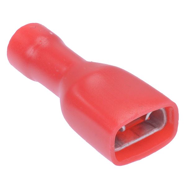 6.3mm Red Female Insulated Double Crimp Connector Terminal  (Pack of 100)