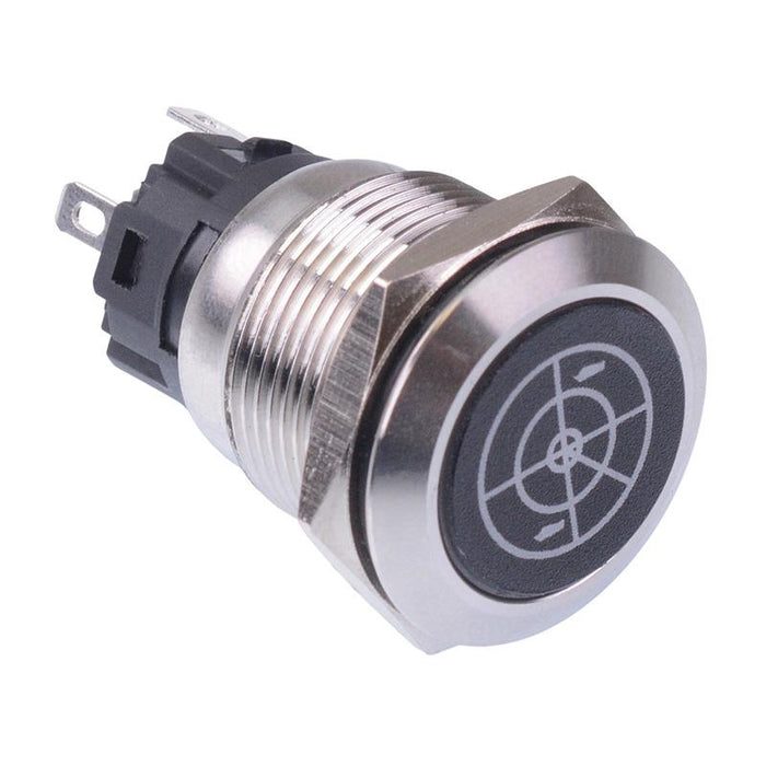 Sonar' White LED Latching 19mm Vandal Push Button Switch SPDT 12V