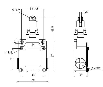 Roller Push Button Plunger Metal Limit Switch 10A IP65