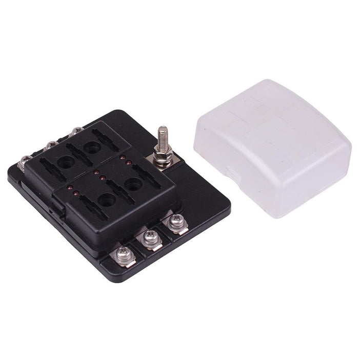 6 Way Standard Blade Fuse Box with LED Indication M4 Screws 100A 32VDC